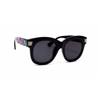 Women Big Round Frame Acetate Sunglasses Black Wildflower - Ever Collection NYC